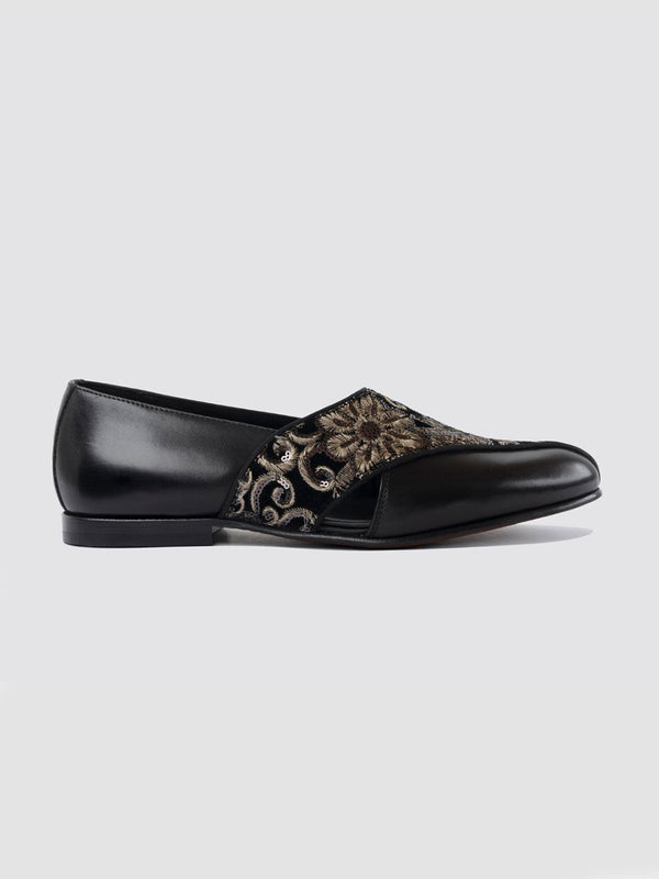 Language Black Men Leather Loafers