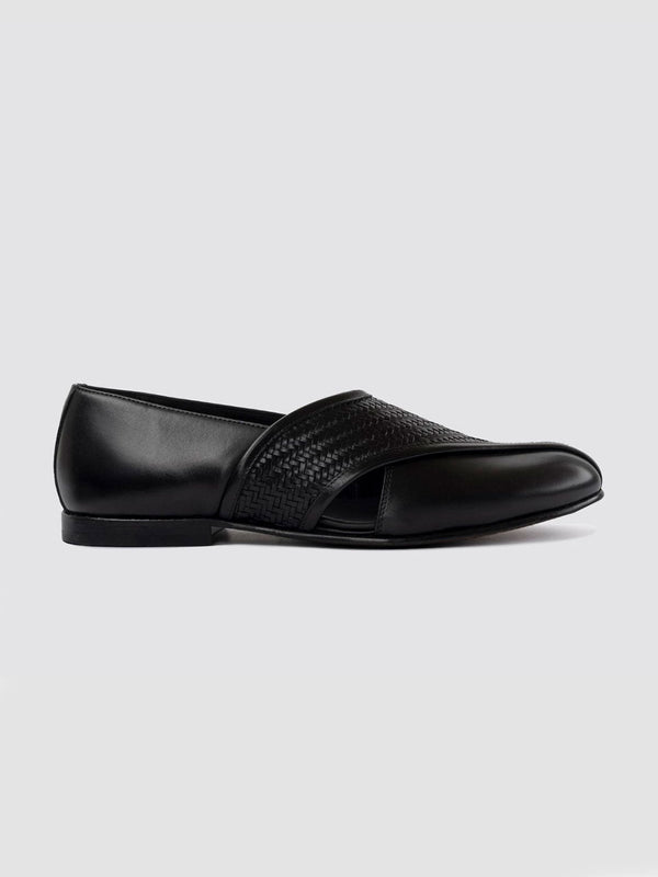 Language Black Men Leather Loafers
