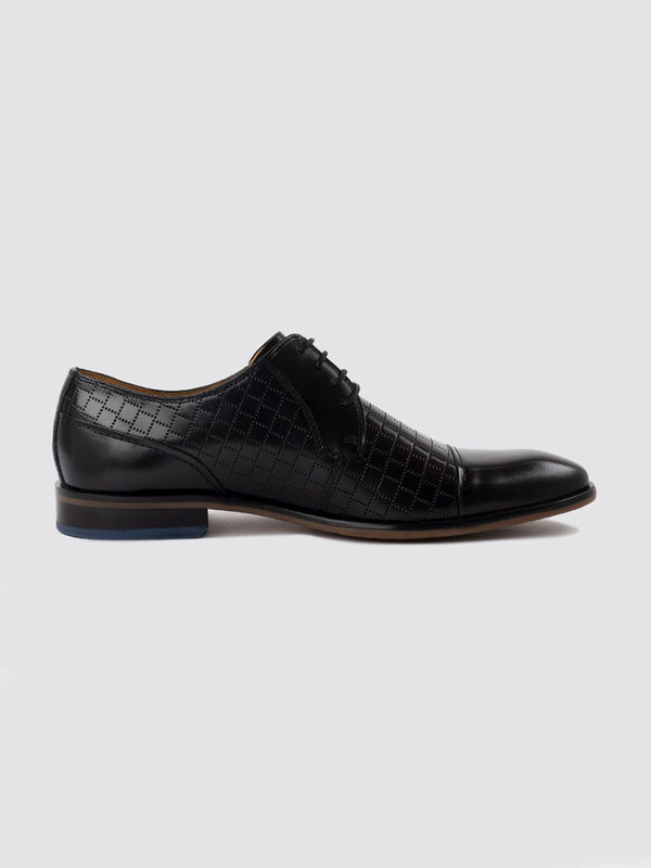 Language Black Men Leather Formal Lace Up Shoes