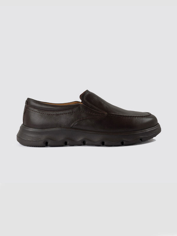 Language Brown Men Leather Loafers