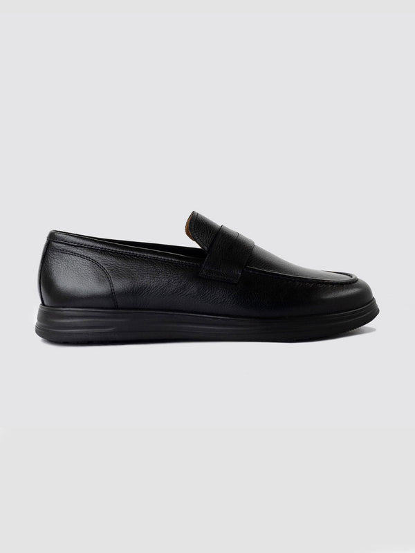 Language Black Men Leather Loafers