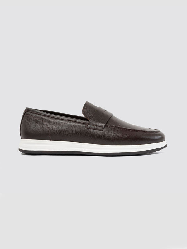 Language Brown Men Leather Loafers