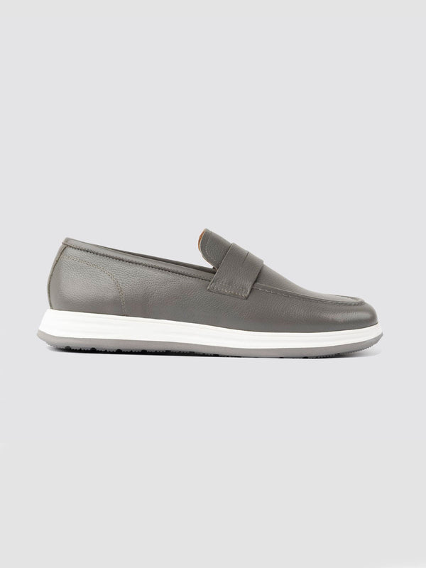 Language Grey Men Leather Loafers