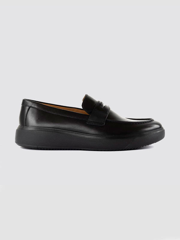 Language Black Men Leather Loafers