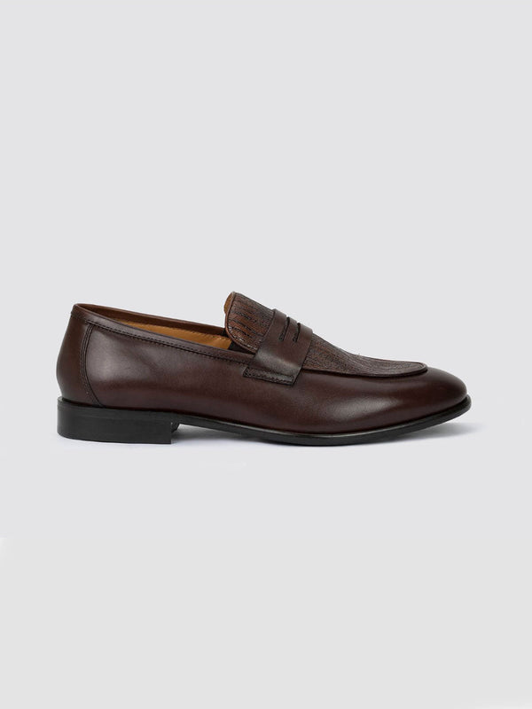 Language Brown Men Leather Loafers