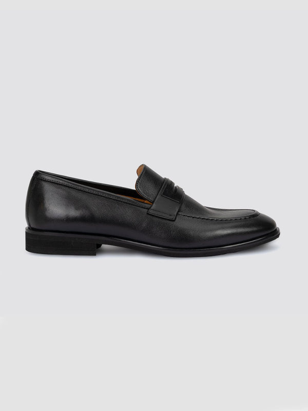 Language Black Men Leather Loafers