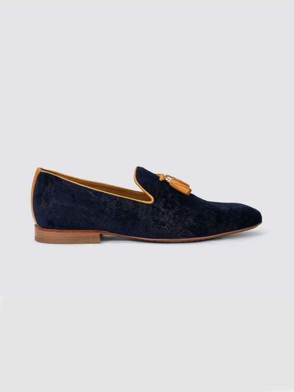Language Blue Men Velvet Loafers