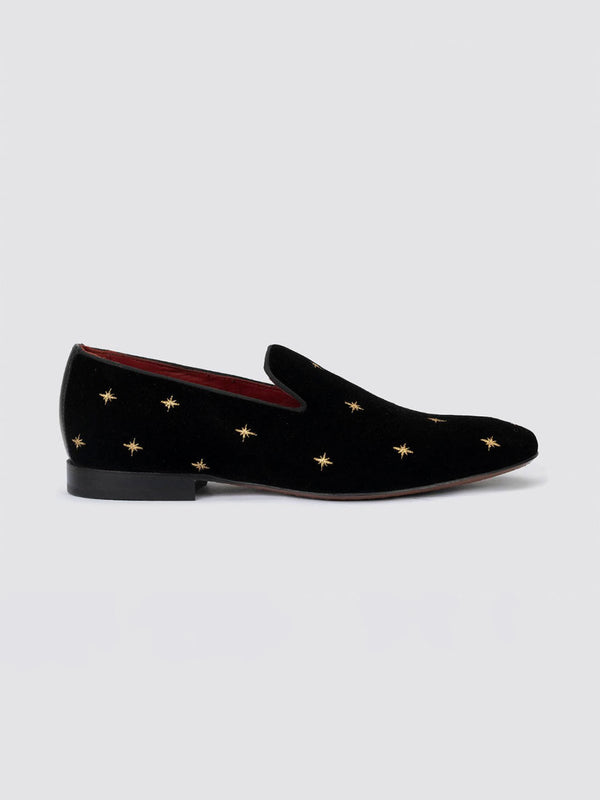 Language Black Men Velvet Loafers