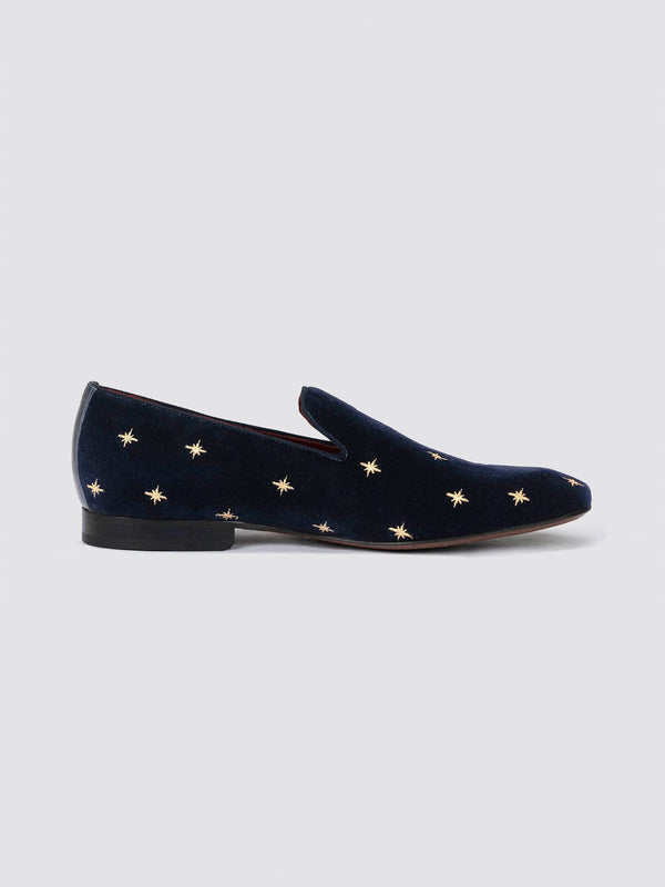 Language Navy Men Velvet Loafers