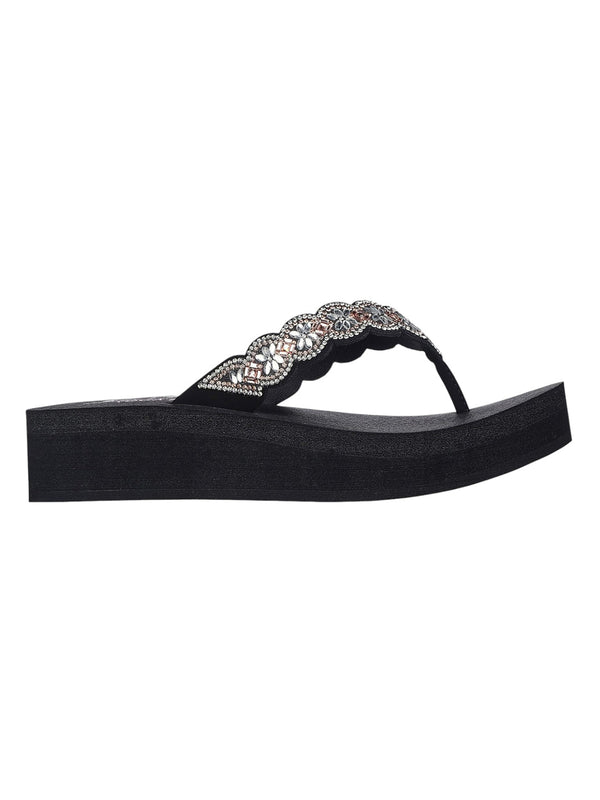 Skechers Black Women Vinyasa Happy Spring Flip-Flops
