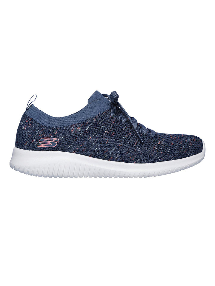 Skechers Navy Women Ultra Flex Happy Days Slip On Sneakers