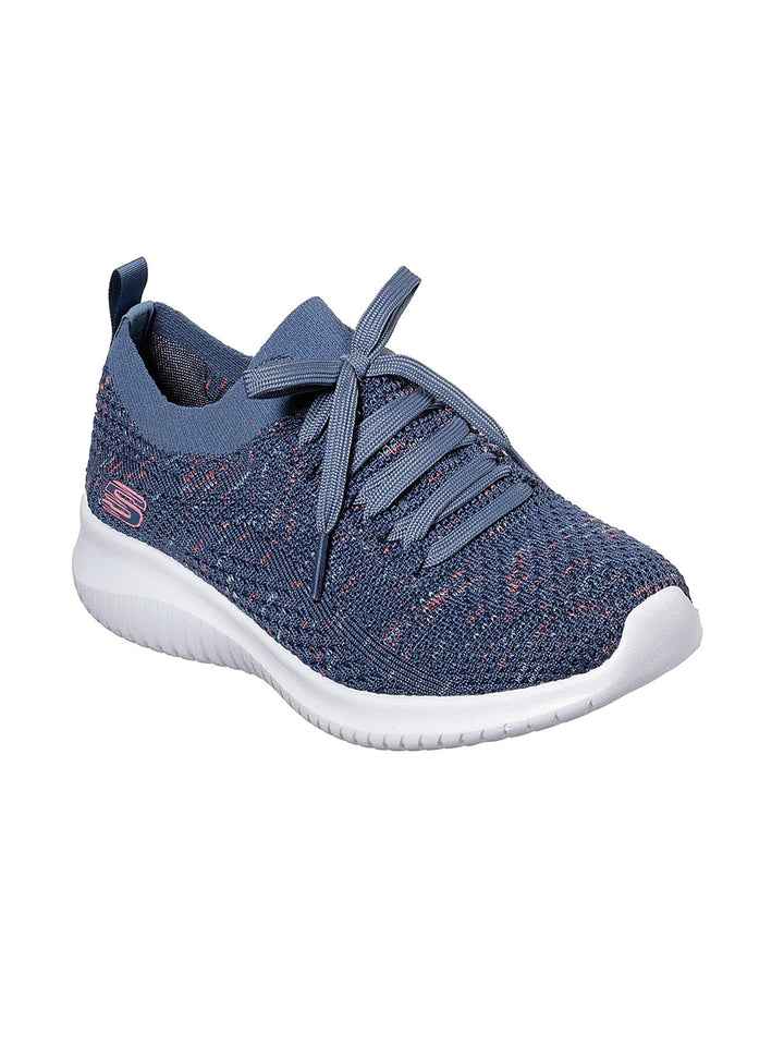 Skechers Navy Women Ultra Flex Happy Days Slip On Sneakers