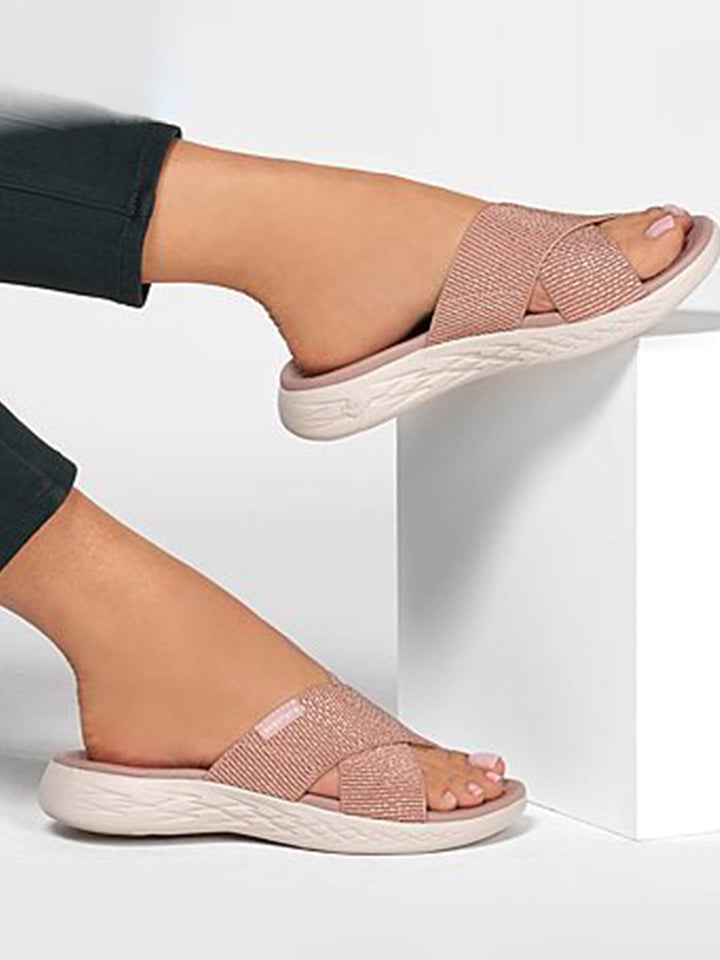 Skechers Rose Gold Women On The Go 600 Glistening Sliders