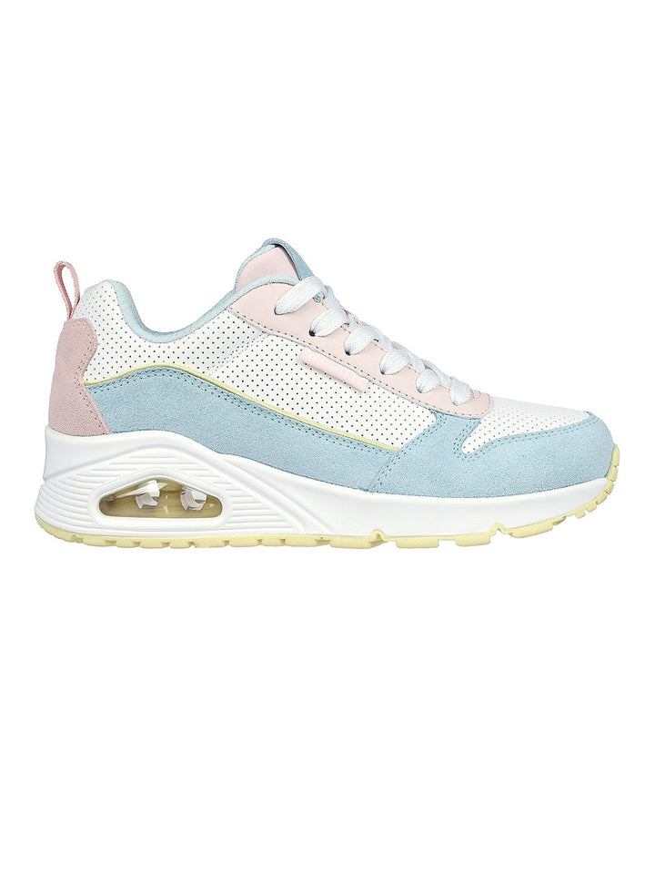 Skechers Blue Women Uno Two Much Fun Lace Up Sneakers