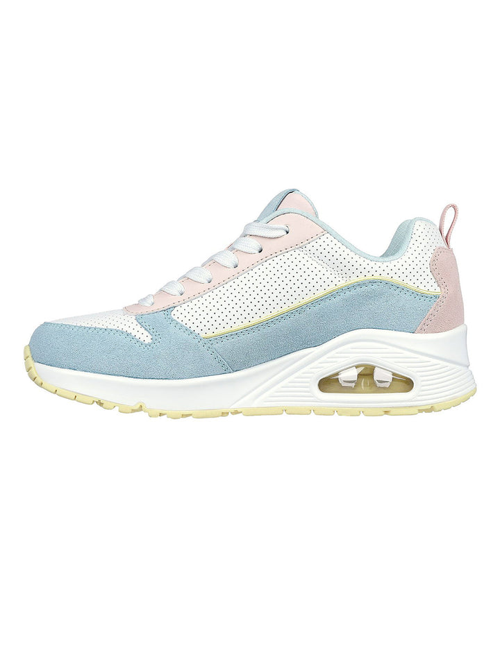 Skechers Blue Women Uno Two Much Fun Lace Up Sneakers