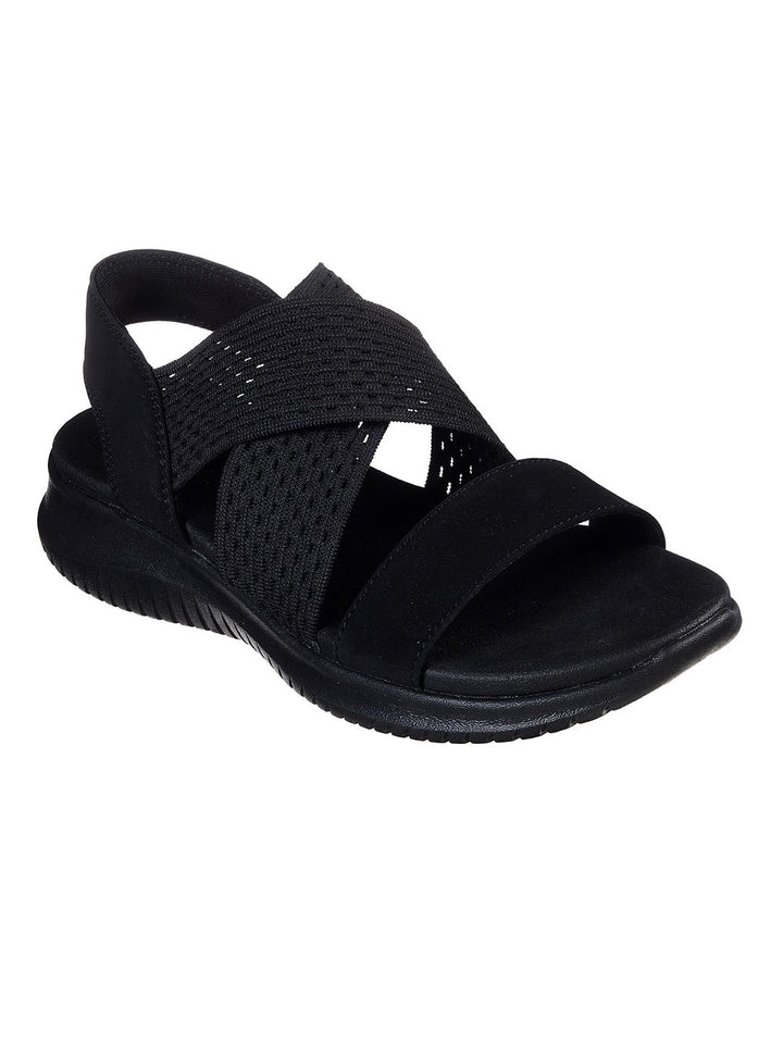 Skechers Black Women Ultra Flex Neon Star Flats