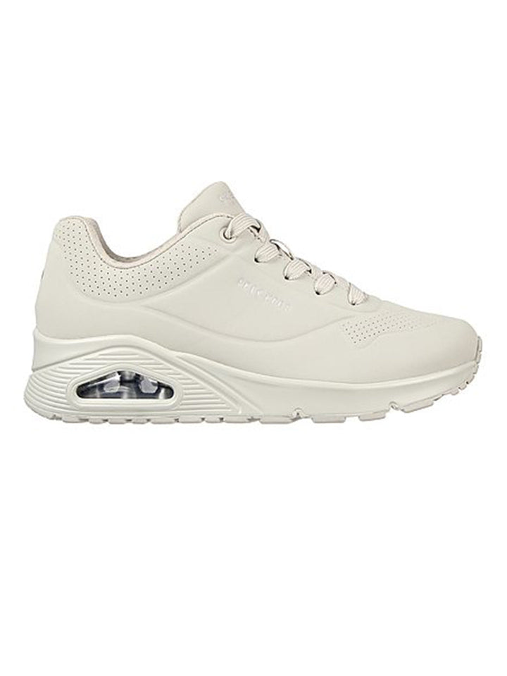 Skechers Off White Women Uno Stand On Air Lace Up Sneakers